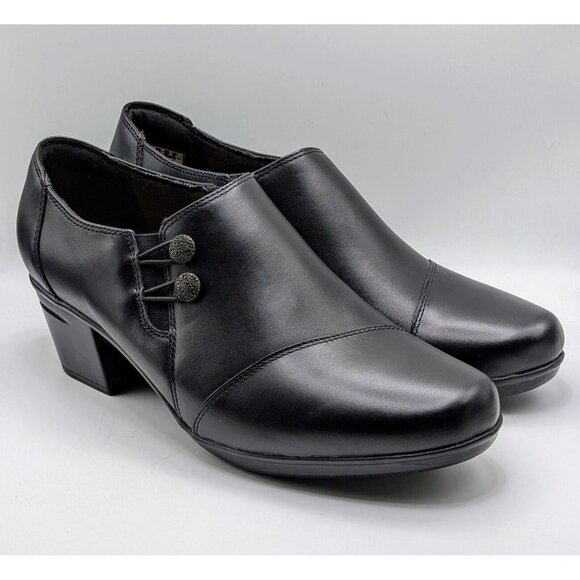 Clarks Black Ankle Boots with Sleek Design - Picture 1 of 9